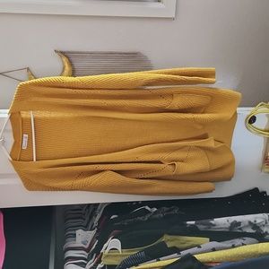 Mustard Yellow Long Cardigan with Pockets.